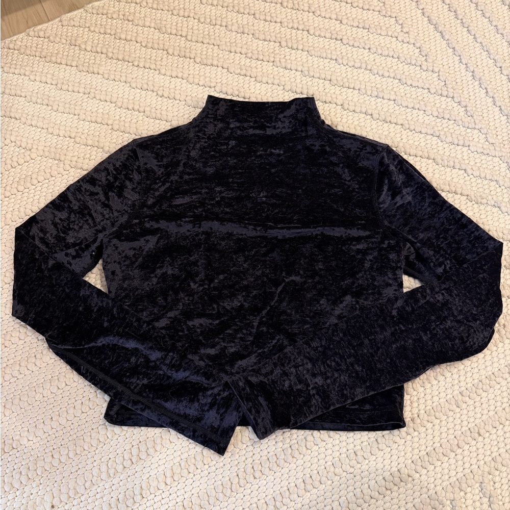 lululemon all aligned mock neck crushed velvet Black Long Sleeve Top